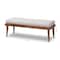 Baxton Studio Linus Mid-Century Beige Upholstered and Button Tufted Wood Bench 156-9301 - alternate 7